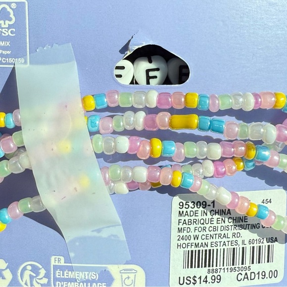 Claire’s Best Friends Microbeads “BFF” Stretch Bracelets - 5 Pack - Picture 3 of 6